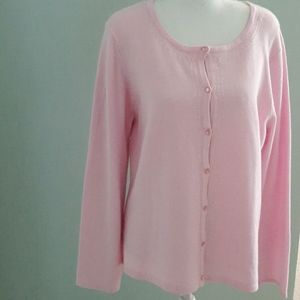 Jaclyn Smith embellished pink cardigan.New
